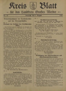 Kreis - Blatt für den Landkreis Großes Werder, 1931, Nr.31