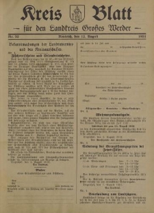 Kreis - Blatt für den Landkreis Großes Werder, 1931, Nr.32