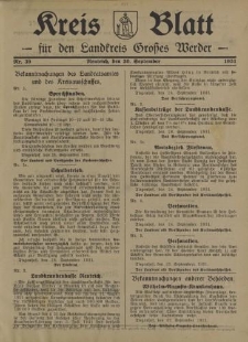 Kreis - Blatt für den Landkreis Großes Werder, 1931, Nr.39