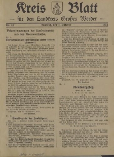 Kreis - Blatt für den Landkreis Großes Werder, 1931, Nr.40