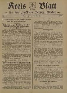 Kreis - Blatt für den Landkreis Großes Werder, 1931, Nr.41