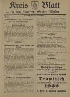 Kreis - Blatt für den Landkreis Großes Werder, 1931, Nr.47