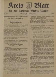 Kreis - Blatt für den Landkreis Großes Werder, 1931, Nr.48