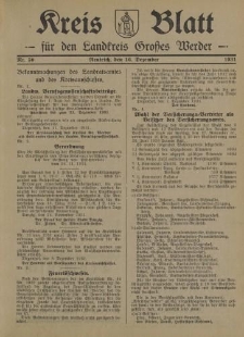 Kreis - Blatt für den Landkreis Großes Werder, 1931, Nr.50