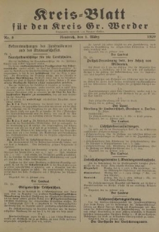 Kreis - Blatt für den Kreis Gr. Werder, 1929, Nr.9