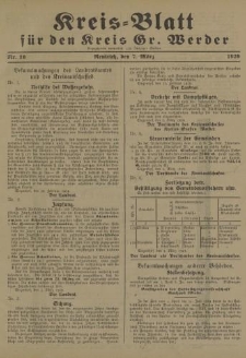 Kreis - Blatt für den Kreis Gr. Werder, 1929, Nr.10