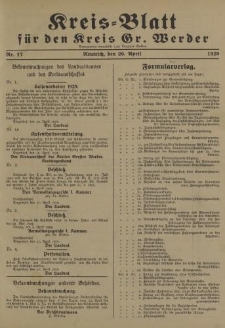 Kreis - Blatt für den Kreis Gr. Werder, 1929, Nr.17