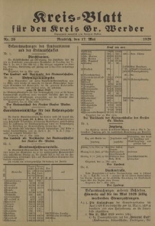 Kreis - Blatt für den Kreis Gr. Werder, 1929, Nr.20