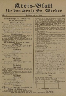 Kreis - Blatt für den Kreis Gr. Werder, 1929, Nr.25