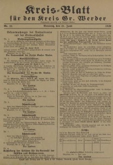 Kreis - Blatt für den Kreis Gr. Werder, 1929, Nr.25