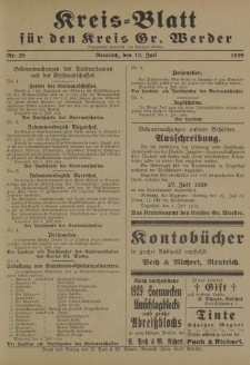 Kreis - Blatt für den Kreis Gr. Werder, 1929, Nr.28
