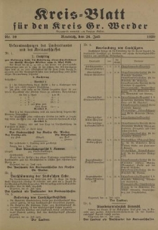 Kreis - Blatt für den Kreis Gr. Werder, 1929, Nr.30