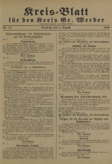 Kreis - Blatt für den Kreis Gr. Werder, 1929, Nr.32