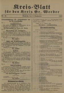 Kreis - Blatt für den Kreis Gr. Werder, 1929, Nr.36