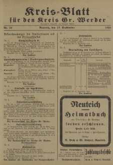Kreis - Blatt für den Kreis Gr. Werder, 1929, Nr.39