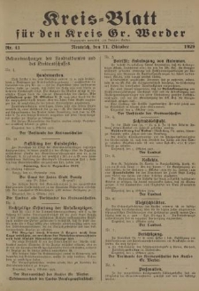 Kreis - Blatt für den Kreis Gr. Werder, 1929, Nr.41