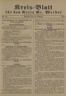 Kreis - Blatt für den Kreis Gr. Werder, 1929, Nr.43