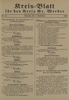 Kreis - Blatt für den Kreis Gr. Werder, 1929, Nr.44