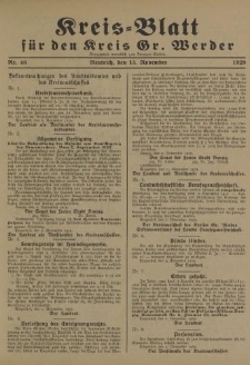 Kreis - Blatt für den Kreis Gr. Werder, 1929, Nr.46