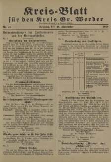 Kreis - Blatt für den Kreis Gr. Werder, 1929, Nr.48