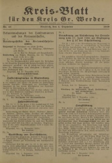 Kreis - Blatt für den Kreis Gr. Werder, 1929, Nr.49