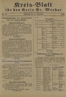 Kreis - Blatt für den Kreis Gr. Werder, 1929, Nr.52