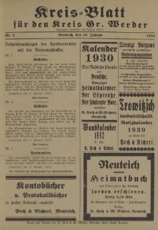 Kreis - Blatt für den Kreis Gr. Werder, 1930, Nr.2