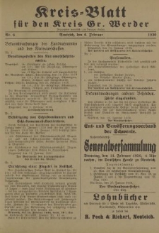 Kreis - Blatt für den Kreis Gr. Werder, 1930, Nr.6