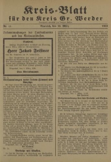 Kreis - Blatt für den Kreis Gr. Werder, 1930, Nr.11