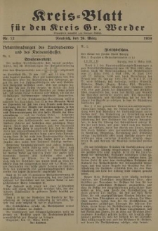 Kreis - Blatt für den Kreis Gr. Werder, 1930, Nr.12