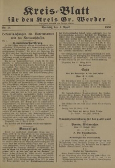 Kreis - Blatt für den Kreis Gr. Werder, 1930, Nr.14