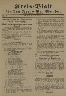Kreis - Blatt für den Kreis Gr. Werder, 1930, Nr.15