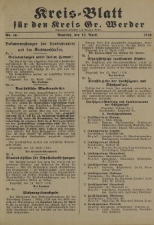 Kreis - Blatt für den Kreis Gr. Werder, 1930, Nr.16