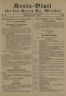 Kreis - Blatt für den Kreis Gr. Werder, 1930, Nr.17