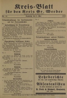 Kreis - Blatt für den Kreis Gr. Werder, 1930, Nr.19