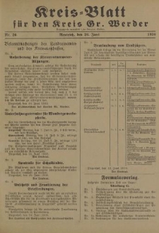 Kreis - Blatt für den Kreis Gr. Werder, 1930, Nr.26