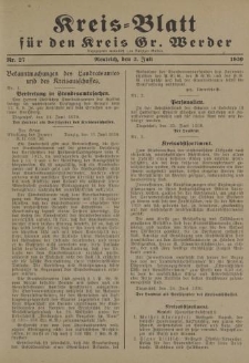 Kreis - Blatt für den Kreis Gr. Werder, 1930, Nr.27