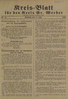 Kreis - Blatt für den Kreis Gr. Werder, 1930, Nr.29