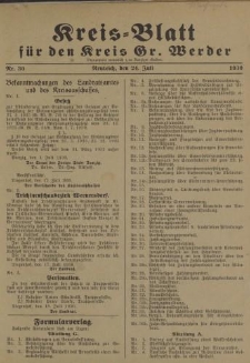 Kreis - Blatt für den Kreis Gr. Werder, 1930, Nr.30