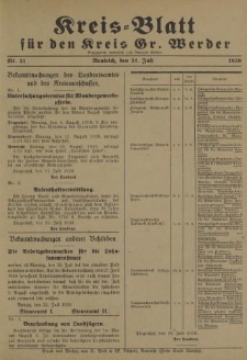 Kreis - Blatt für den Kreis Gr. Werder, 1930, Nr.31