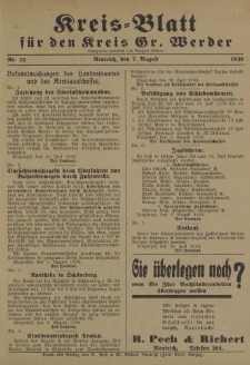 Kreis - Blatt für den Kreis Gr. Werder, 1930, Nr.32