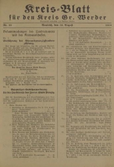 Kreis - Blatt für den Kreis Gr. Werder, 1930, Nr.33