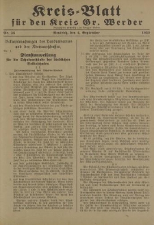 Kreis - Blatt für den Kreis Gr. Werder, 1930, Nr.36