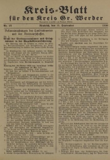 Kreis - Blatt für den Kreis Gr. Werder, 1930, Nr.37