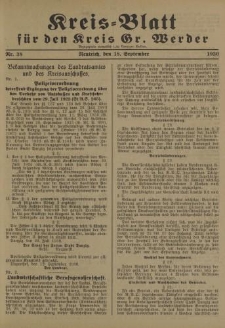 Kreis - Blatt für den Kreis Gr. Werder, 1930, Nr.38