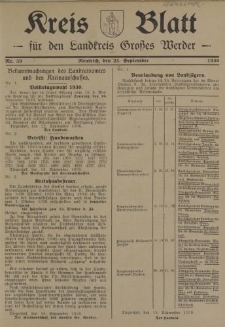 Kreis - Blatt für den Landkreis Großes Werder, 1930, Nr.39