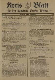 Kreis - Blatt für den Landkreis Großes Werder, 1930, Nr.45