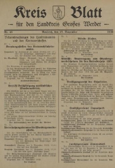 Kreis - Blatt für den Landkreis Großes Werder, 1930, Nr.48