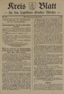 Kreis - Blatt für den Landkreis Großes Werder, 1930, Nr.49