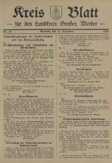 Kreis - Blatt für den Landkreis Großes Werder, 1930, Nr.50